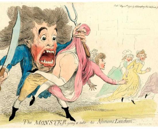 The monster of London going to take his afternoons luncheon, in an etching by James Gillray. Source: Public domain